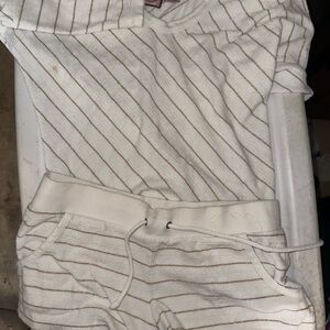 Juicy Couture White and Tan Striped Top